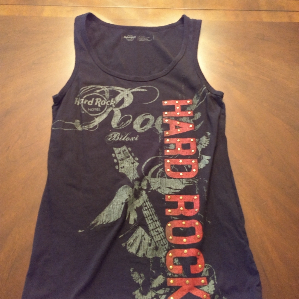Hard Rock Cafe Navy and Red Tank Top